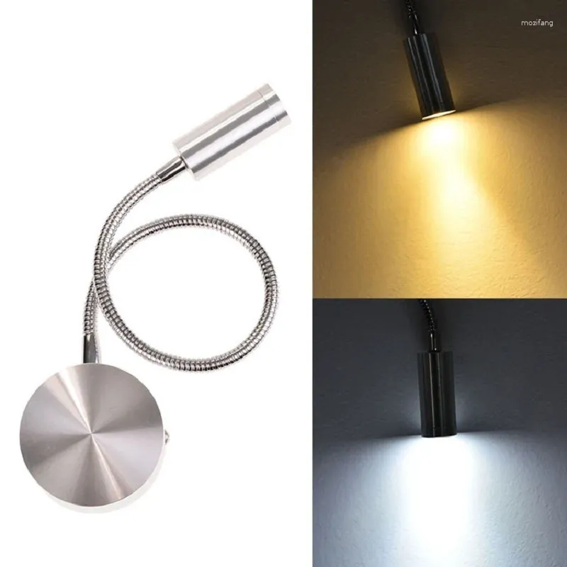 Vägglampa 3W LED flexibel hem El Bedside Reading Light Book Lights Aluminium Sconces