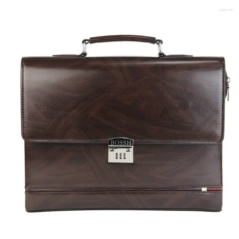 Briefcases Manet männliche Business -Schulter -Aktentasche mit Passwort Lock Computer Leder 15 "Laptop Messenger Office -Taschen Handtasche für Männer