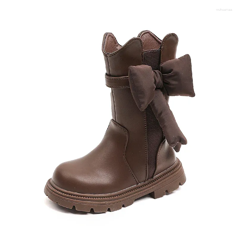 Stivali Big Bow Kids Big Bow Kids Fashion 2023 Inverno per bambini non slip caviglia alla caviglia semplice semplice coreano Pu