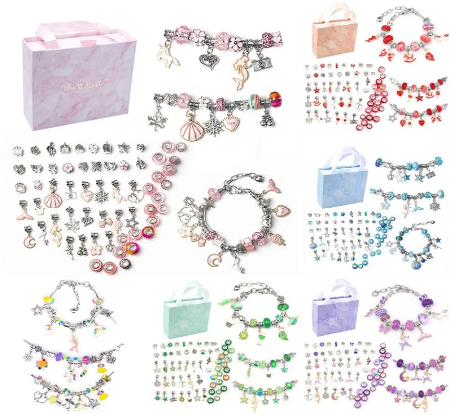 Charm-Armbänder, Armband-Set für Frauen, DIY-Schmuckherstellungszubehör, Metall-Charms-Set für Kinder, handgefertigte makroporöse Perlen, Trend Hand 7549749