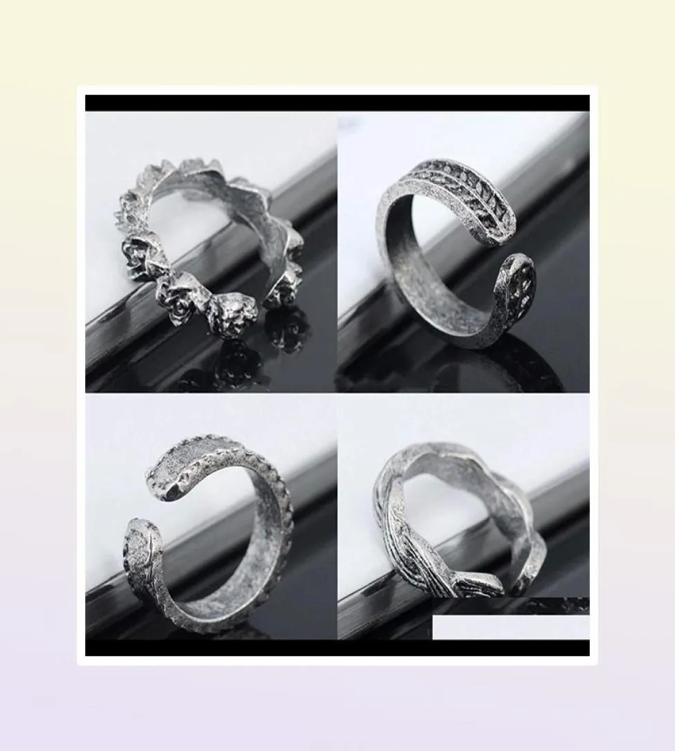 Teenringen Ringen Lichaamssieraden Drop Delivery 2021 Vintage Retro Antiek Sier Strand Punk Olifant Maan Pijl Set Etnisch Gesneden Aanpassen2743573