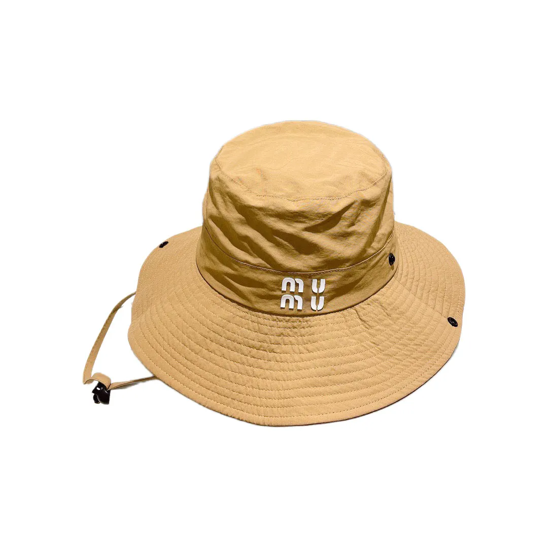 Women's bucket hat spring and summer large brim solid color sun protection,outdoor mountaineering designer drawstring design beach hats