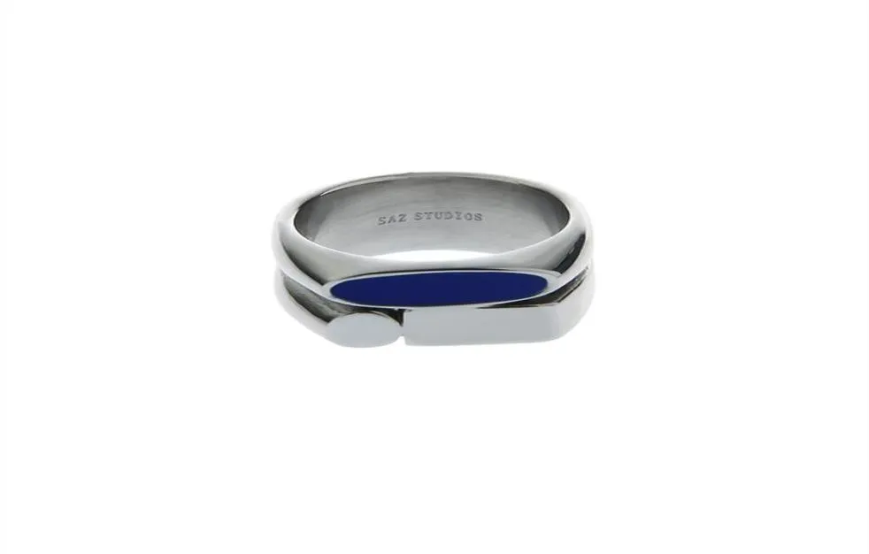 2022SS Korean Style Blue Doublelayer Irregular Ring Men039S Cold Highend Minimalist Niche High Street Titanium Steel Jewelry2055661