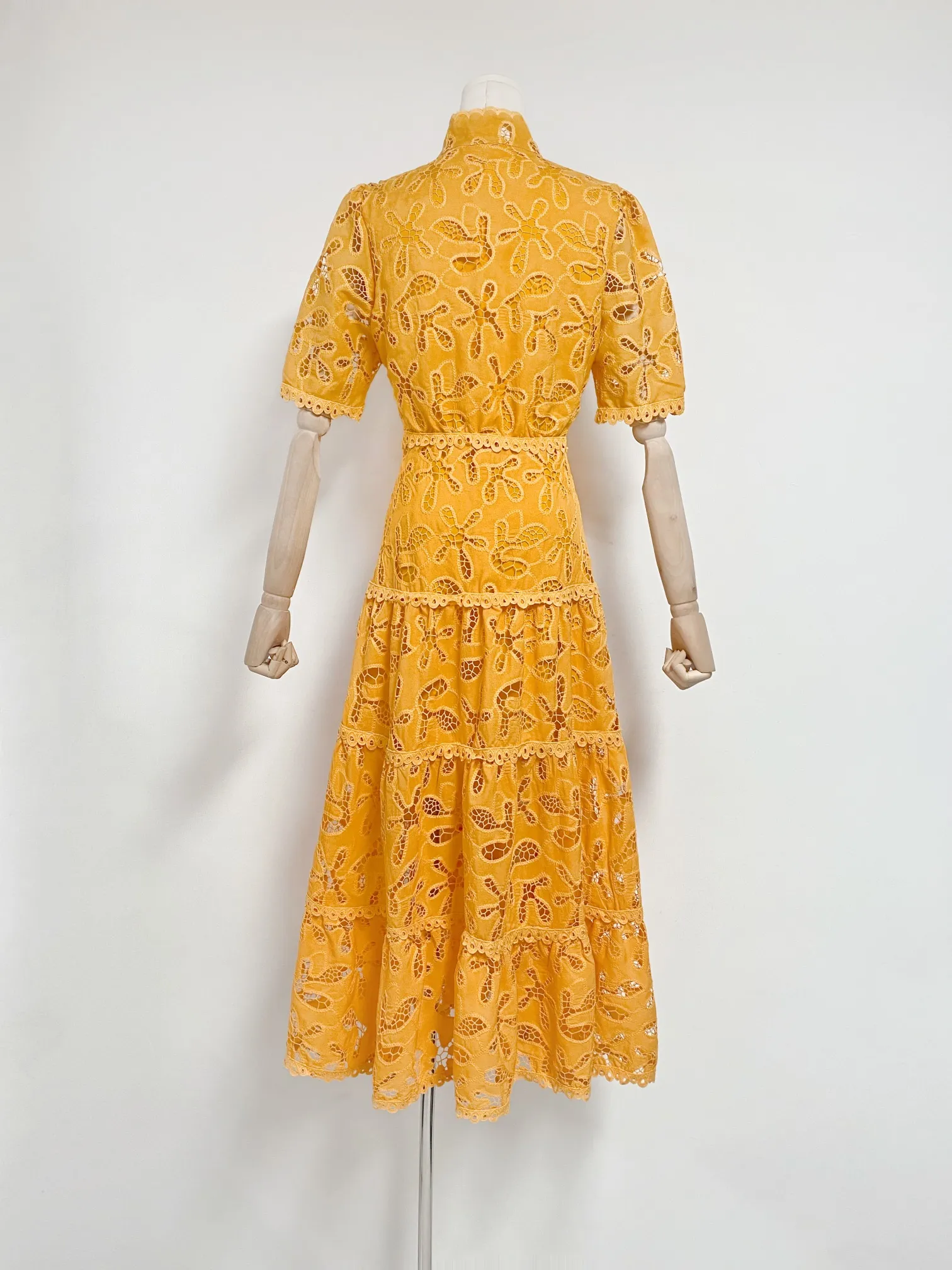 Vintage-Inspired Midi Dress - Elegant Retro A-Line Dress, Short Sleeve,  Stand Collar, Slim Waist, Hollow Lace Detail - Perfect Summer Dress from  Dhgate Basic & Casual Dresses - price 184.93