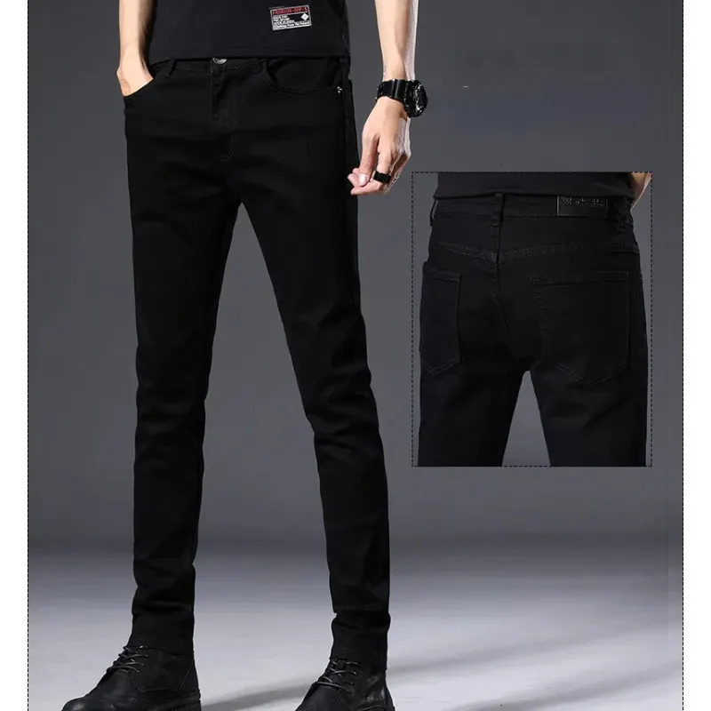Schwarze Jeans Männer Winter Warm Verdicken Hosen Dünne Koreanische Streetwear Y2k Männliche Hosen Kleidung 231222