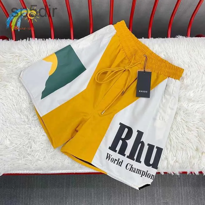 2023 Shorts de créateurs Rhude Summer Fashion Beach Pantalons Hig Quality Street Wear Red Blue Black Purple Mens Short LPM CXSX