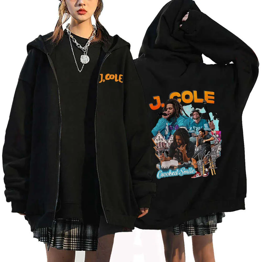 J.cole Zipper Jackets Rapper Printed Hoodies for Men Women Fleece Oversized Sweatshirts Haruku Casual Hip Hop Streetwear Tops
