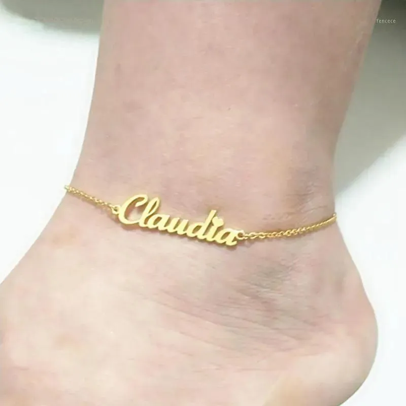 Fußkettchen Benutzerdefiniertes Namens-Fußkettchen Personalisierter Schmuck Maßgeschneiderter Edelstahl Enkelbandje Roségoldfarbenes Namensschild-Knöchelarmband Ch