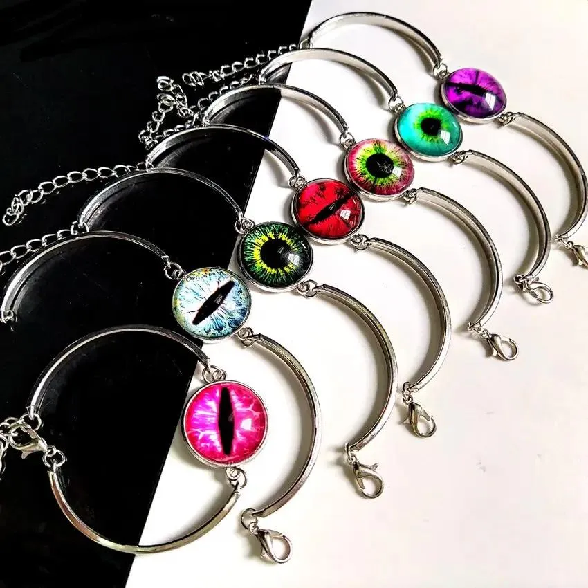 Bangle 10pcs/lot Creative Gothic Demon Eye Bracelets Women Goth Evil Eye Hip Hop Bracelet Wristbands Friendship Gift Party Jewelry