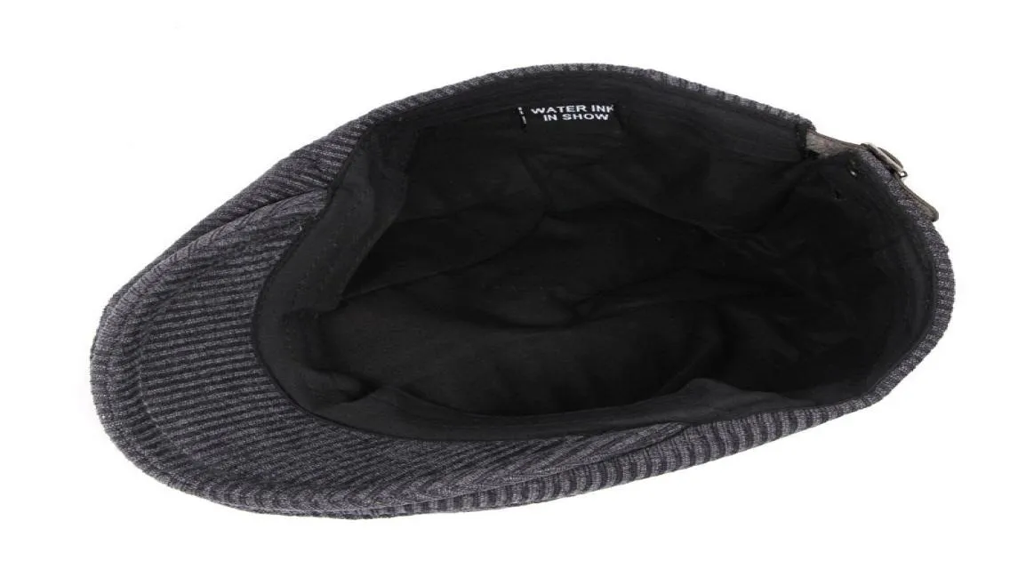 Fibonacci Högkvalitativ retro hattar Vuxna Men039S randiga Cabbie Flatcap Autumn Winter Newsboy Caps S10209535939