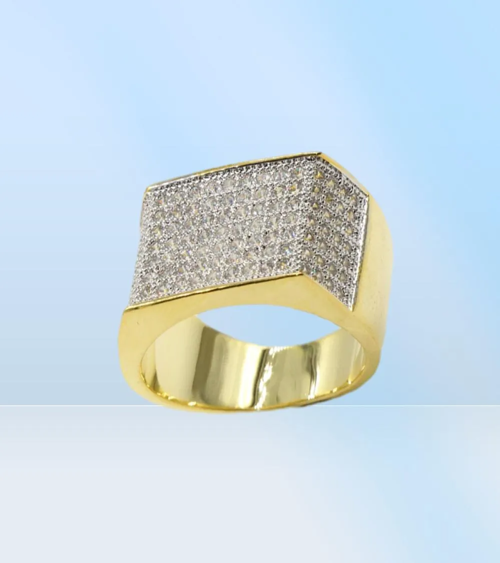 Taille 810 superbes bijoux de luxe en argent sterling 925, remplissage d'or pavé de saphir blanc CZ diamant pierres précieuses, bague de mariage pour hommes5276133