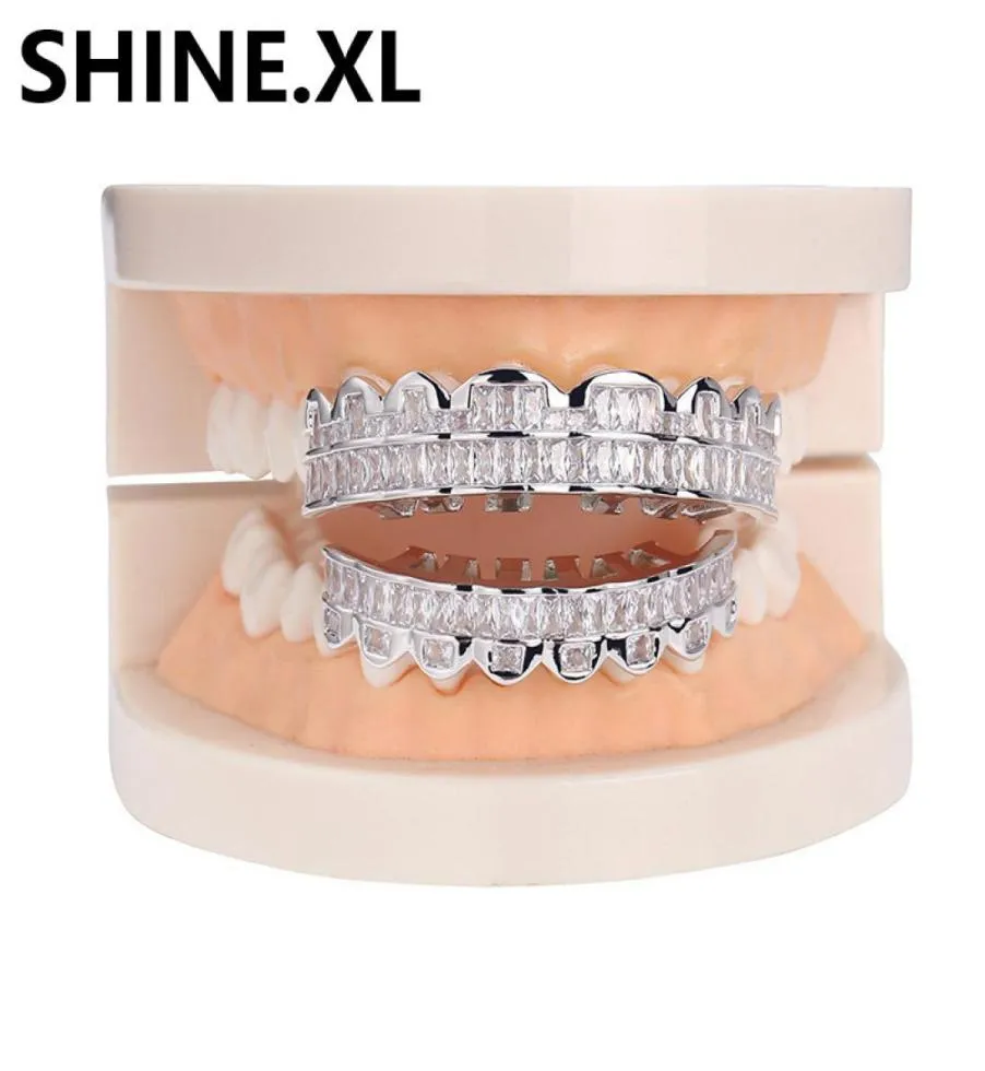 الهيب هوب المثلج Zircon مخصص FIT GOLD TEATH GRILLZ CAPS Micro Pave Cubic Zirconia Top Bottom Grills for Christmas Gift WOM1667431