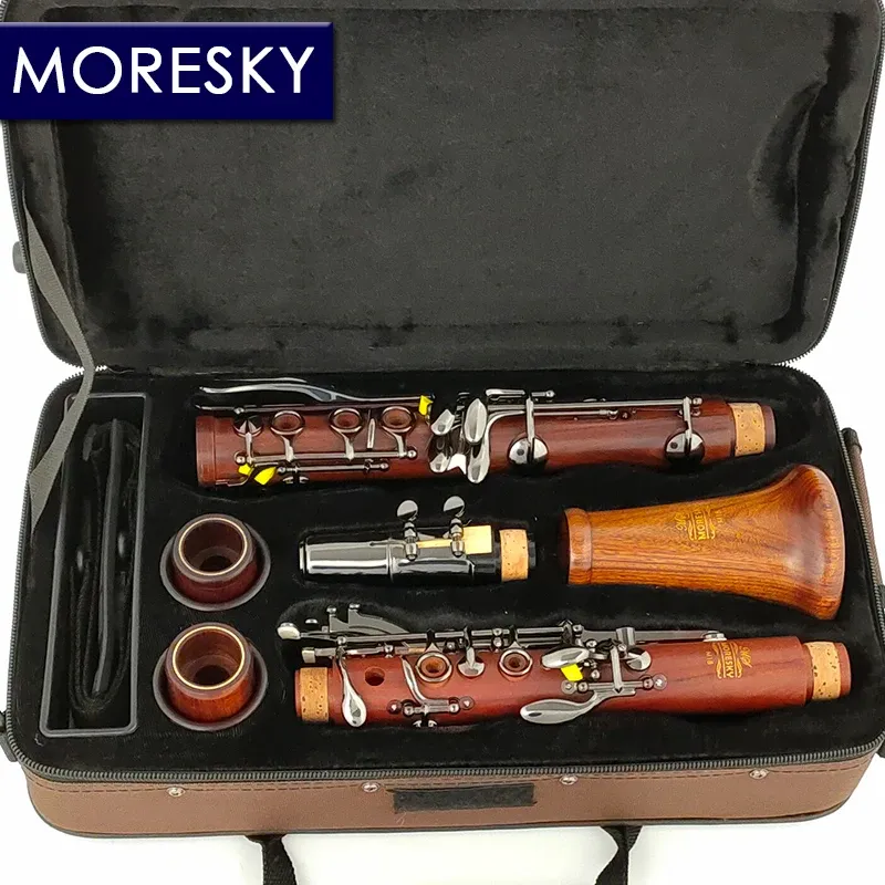 Moresky Red Wood Professional Clarinet BB Rosewood Black Nickel Plating Keys Solid Wood Sib Klarnet M18