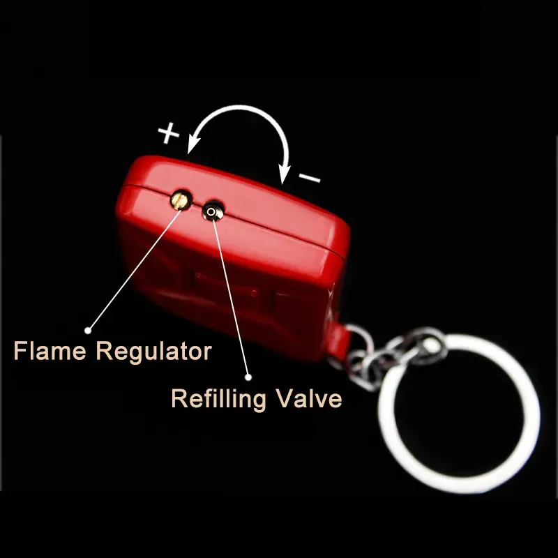 Mini Keychain Lighter Creative Oil Drum Shaped Butane Gas Lighter Refillable for Cigarette Collection