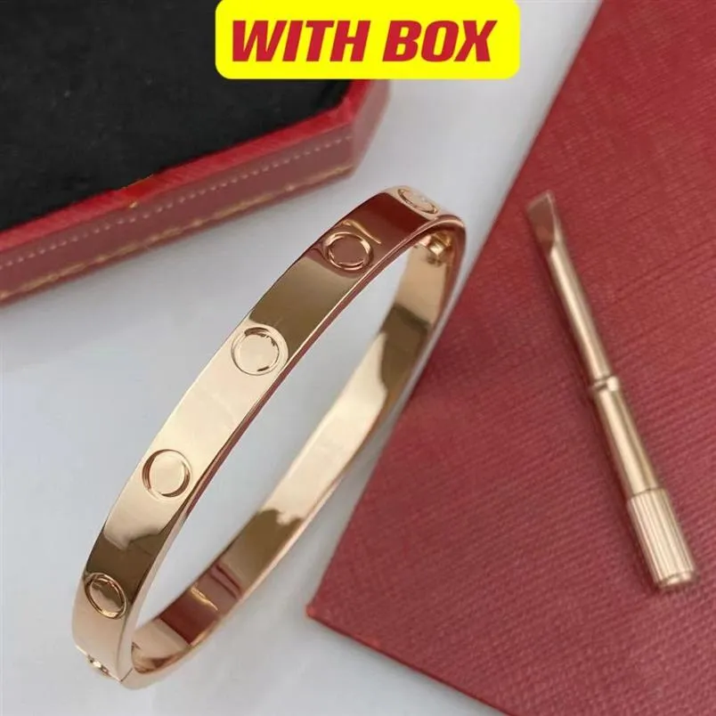Armband Designer Schmuck Mode Gold Bangle Hochwertige Frauenbänder Luxus Mens Marke Rose Silber 6 mm Edelstahl 4 S273I