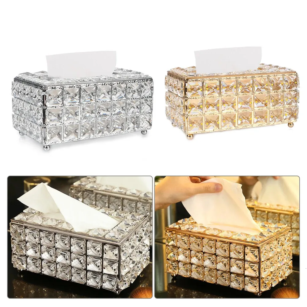 Napkin Dispenser Square Crystal Cube European style Tissue Box Bedroom Office el Cafe Coffee Bar 231225