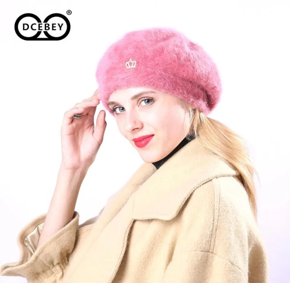 dcebey Winter Warm Chic Crown Solid for Women Ear Protector Slouchy Hat Ladies女性ファッションベレー帽子カシミアCap8667582