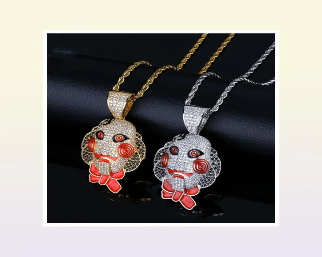 Hip Hop Jewelry Iced Out Pendant Luxury Designer Necklace Mens Gold Chain Pendants Bling Diamond Clown Tekashi69 Saw Billy Cosplay7969875