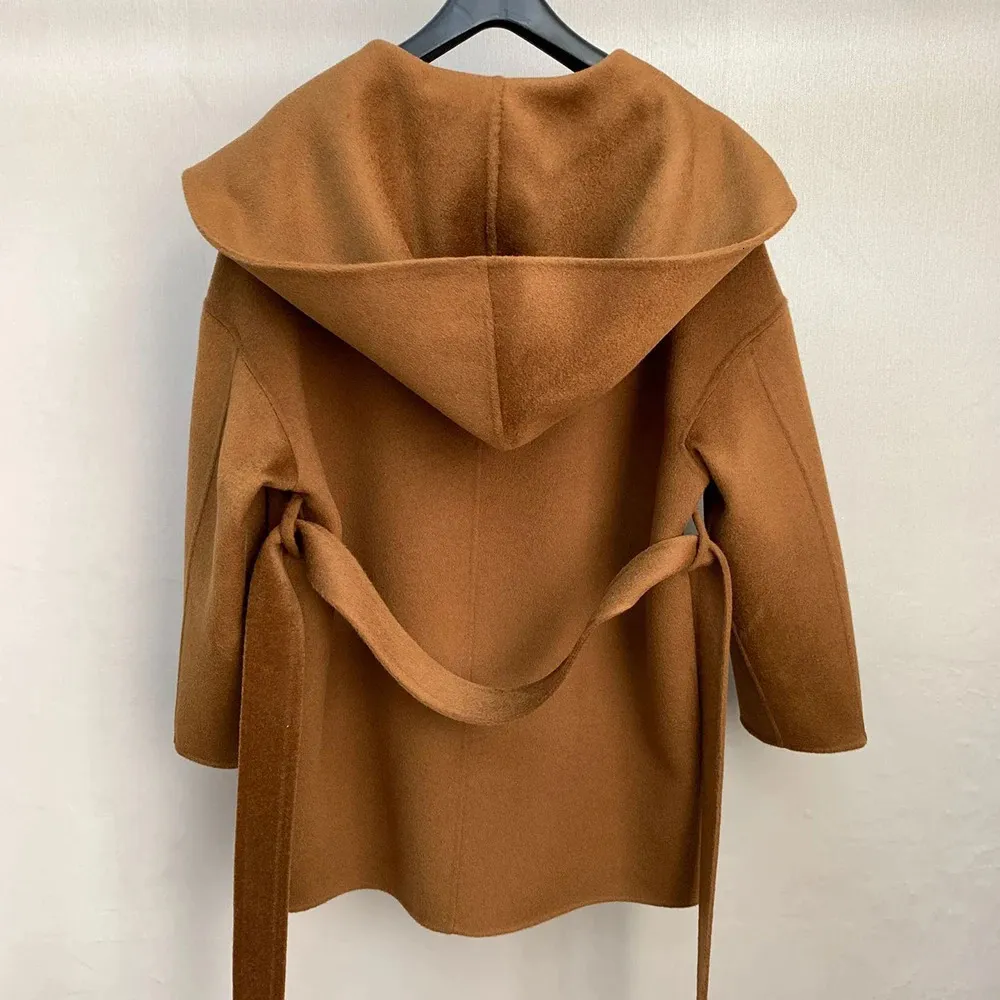 Elegant Double Sided Lace Up Wool Wool Coat And Hoodie For Women White Pink Camel Medium Length Perfect For Autumn Winter Style 231225 From Mang01 114.28 DHgate.Com