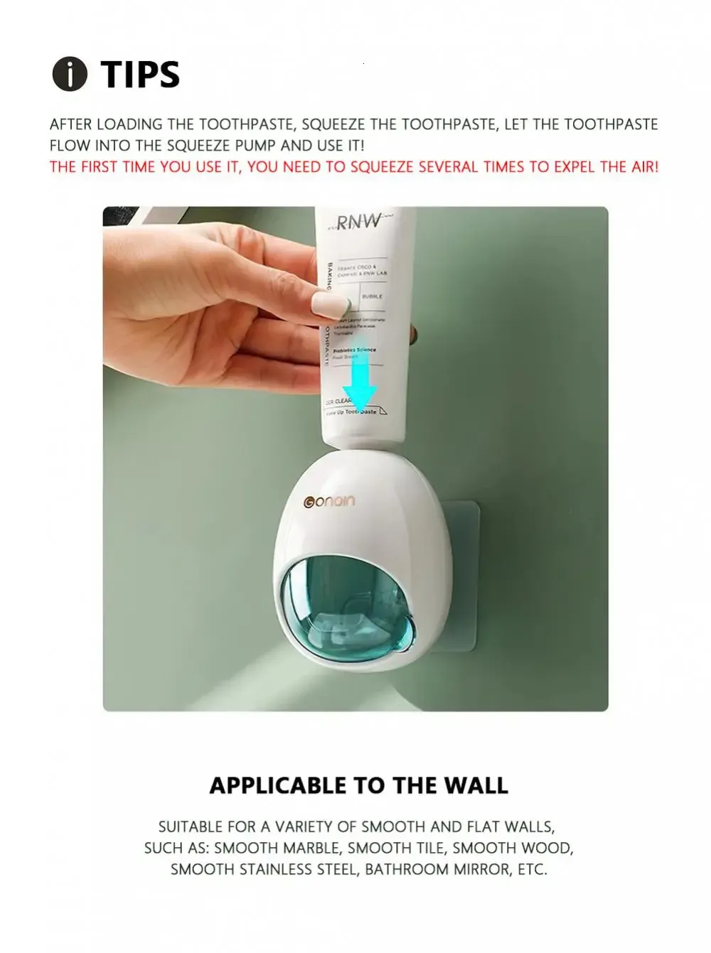 Toothbrush Holder Automatic Plastic No Punching Wall Mount Bathroom ...