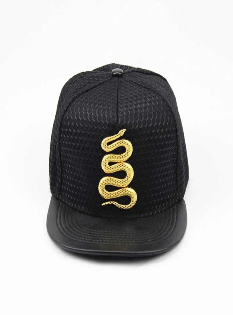 Projektanci mody czapki europejskiej i amerykańskiej złotej etykiety węża Mesh Baseball Cap Męs i damski taniec uliczny Hiphop7890413