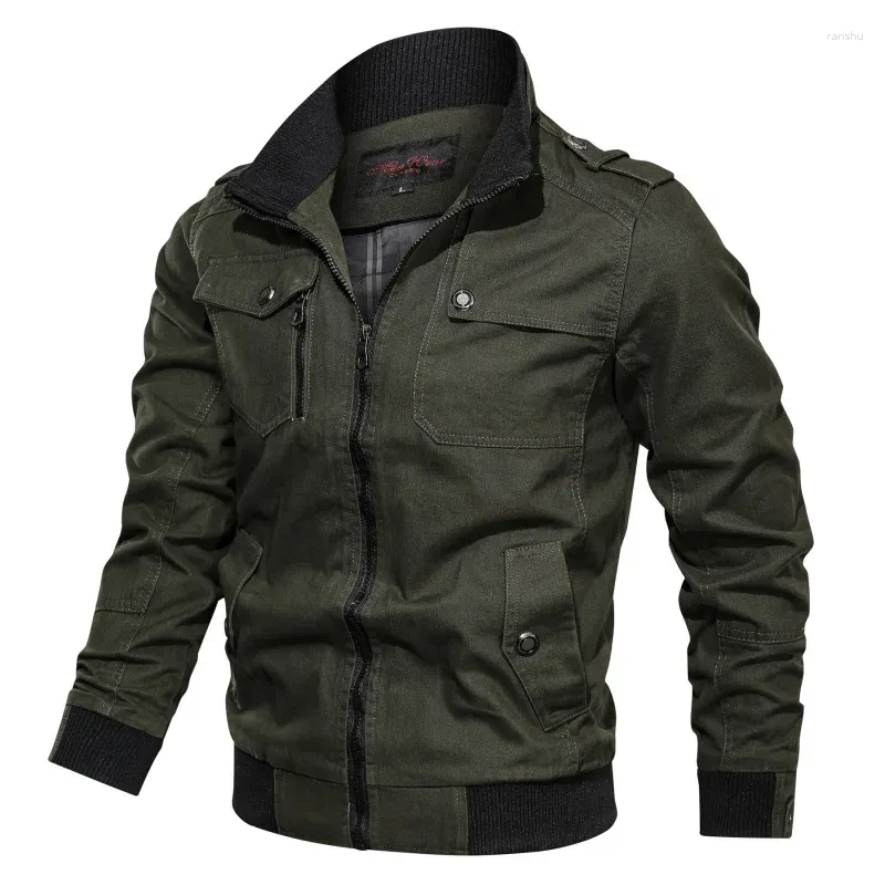 Jackets masculinos vintage slim for Men Primavera outono 2023 Casual Solid Stand Up Wear Wear Male Madeir Breakbreak Militar Jack