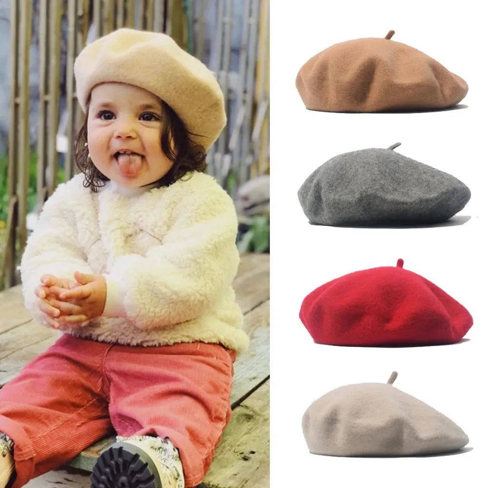 Laine bébé fille chapeau hiver automne enfants béret pour filles accessoires mode casquette infantile trucs 1 4Y 231225