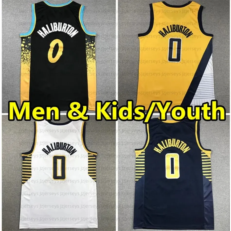 23/24 Indianas 0 Tyrese Haliburton Men Youth Kids City Basketball Maglie magia