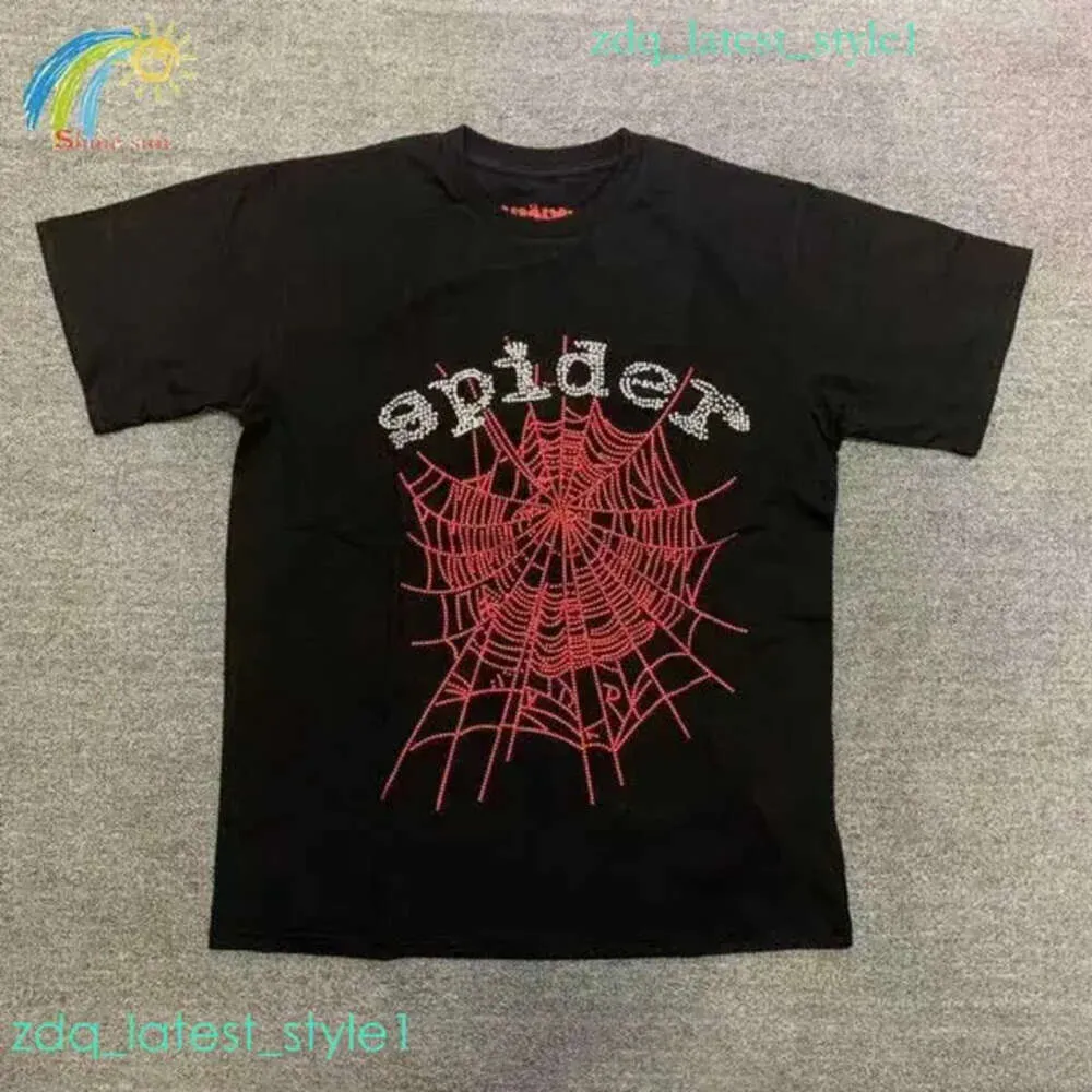 Herr t-shirts grön designer spindel web skum tryck grafisk sp5der långärmad män kvinnor 1 1 topp tees svart 555555 t-shirts 993