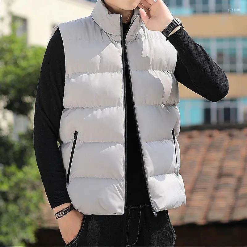 Men's Vests Autumn Winter Jacket Sleeveless Zipper Down Vest Warm Stand-up Collar Oversize Puffer Men Cotton Waistcoat