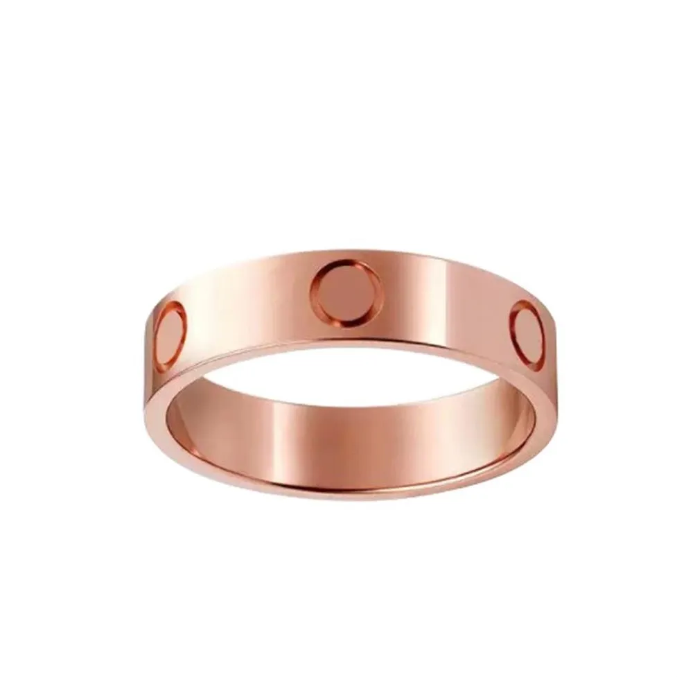 Titanium Steel Ring Men and Women Rose Gold Ring Lovers for Gift Sac 4mm 5mm 6mm333E