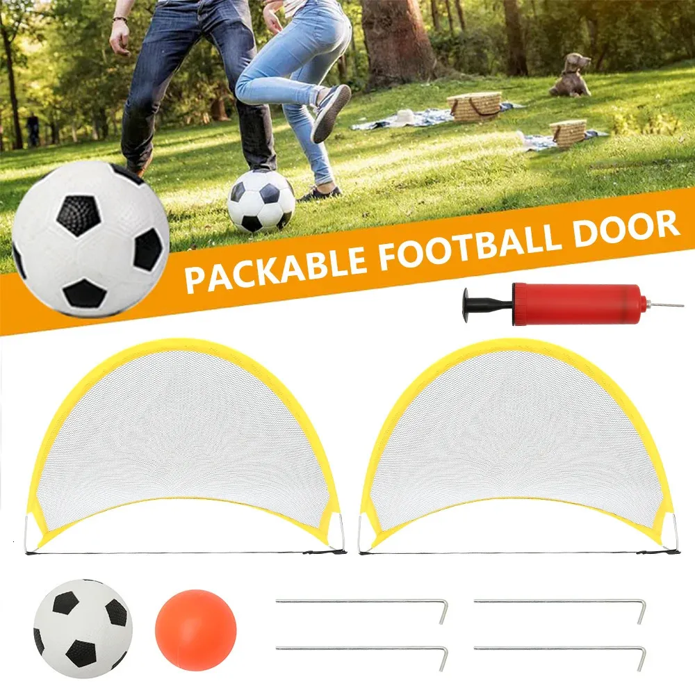 2 adet katlanabilir futbol golleri oyun kurucu portatif gol eğitim pikap oyunları için set spor pop up kubbe ile by by icat 231225