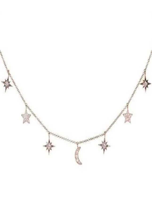 925 Sterling Silver Jewelry Love Moon Star Necklaces Pendants Chain Choker Necklace Collar Women Statement Jewelry Bijoux T190622394462