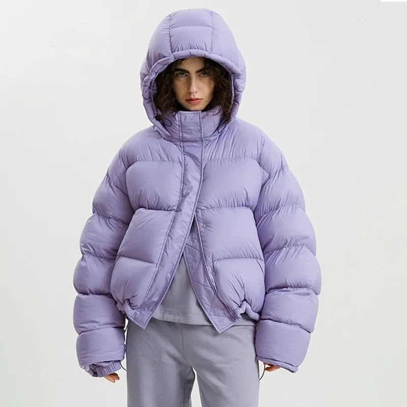 Janveny court moelleux doudoune femmes épaissir chaleur femme Parkas 90% blanc canard vers le bas manteau à capuche en vrac hiver vêtements d'extérieur 231225