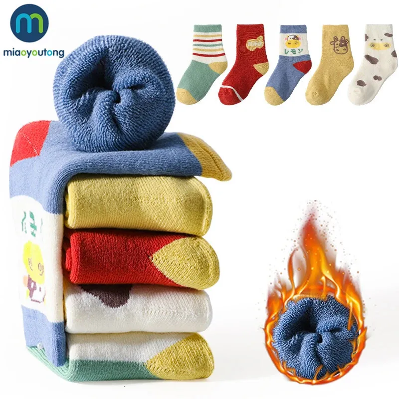 5 Pairs/Lot Winter Plus Cotton Thicken Kids Socks Thermal Warm Sock Children Toddler Baby Girls Boys Floor Socks Miaoyoutong 231225