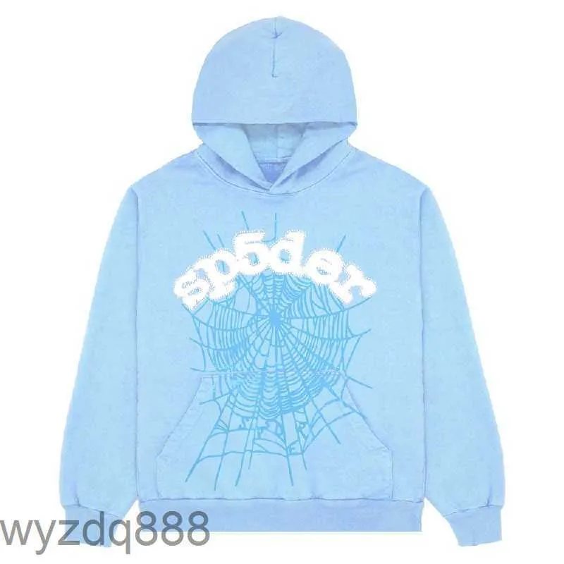 Hoodies Mens Sweatshirts 2023 New Sky Blue Sp5der Hoodie الرجال