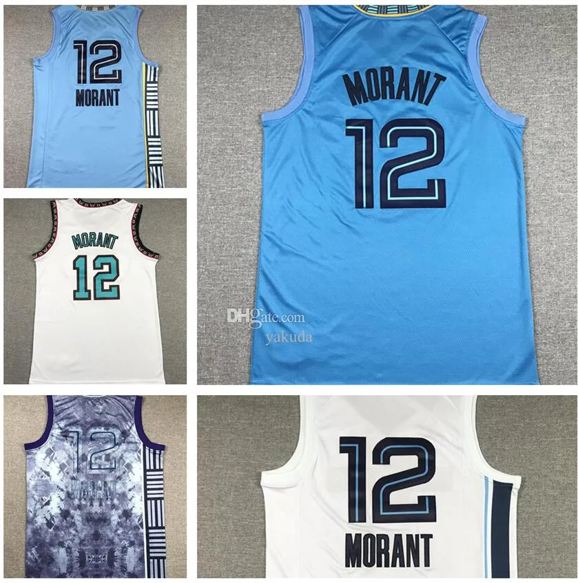 12 MORANT Basketball Jerseys City Edition Navy Fast Break Shirts Tops yakuda store