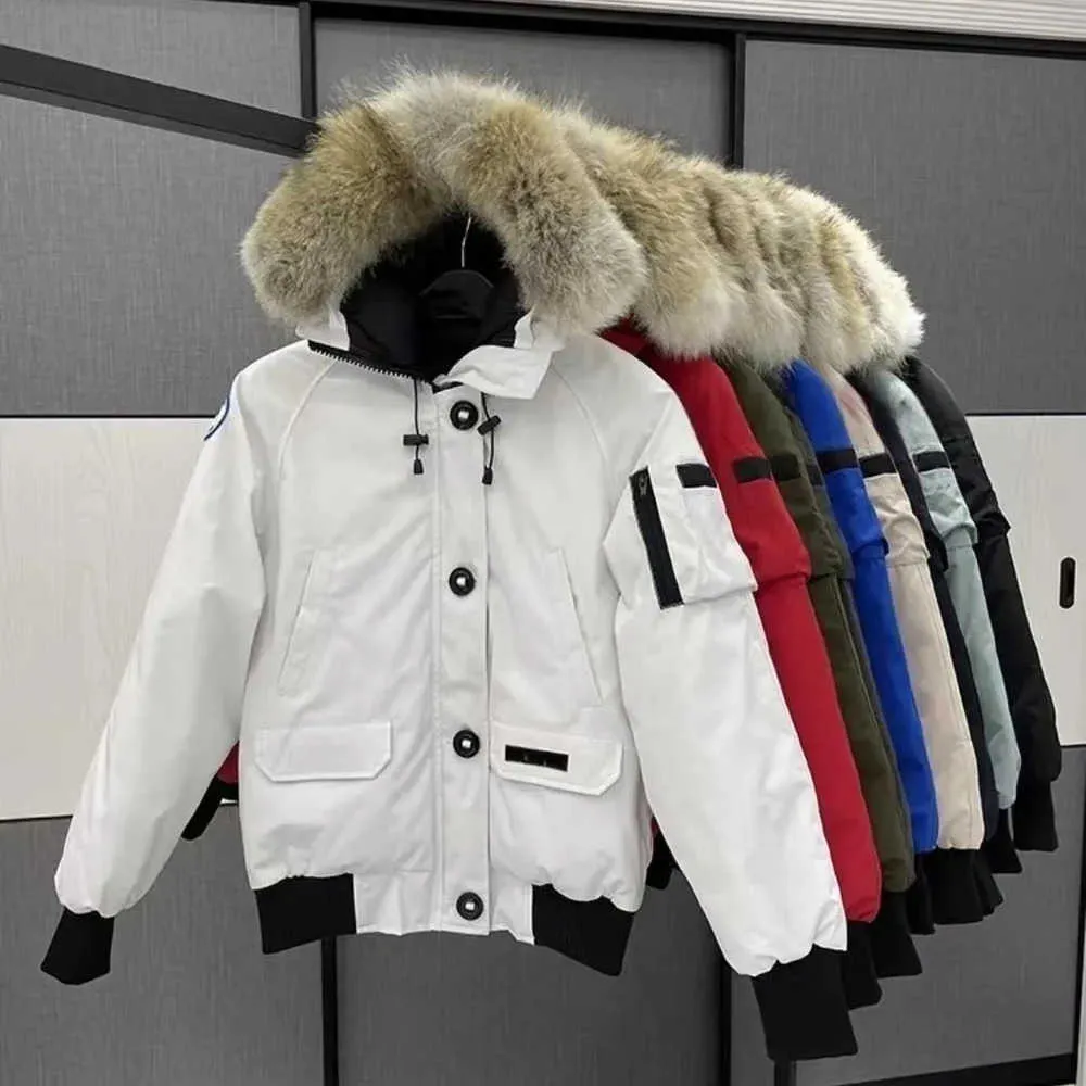 Piumino da uomo Parka da uomo Pilota canadese Giacca Vera pelliccia di lupo Con cappuccio Tela Lettera Patch Tasche con cerniera Caldo e spesso Outwear Designer Goose Donna Cappotto invernalevn72