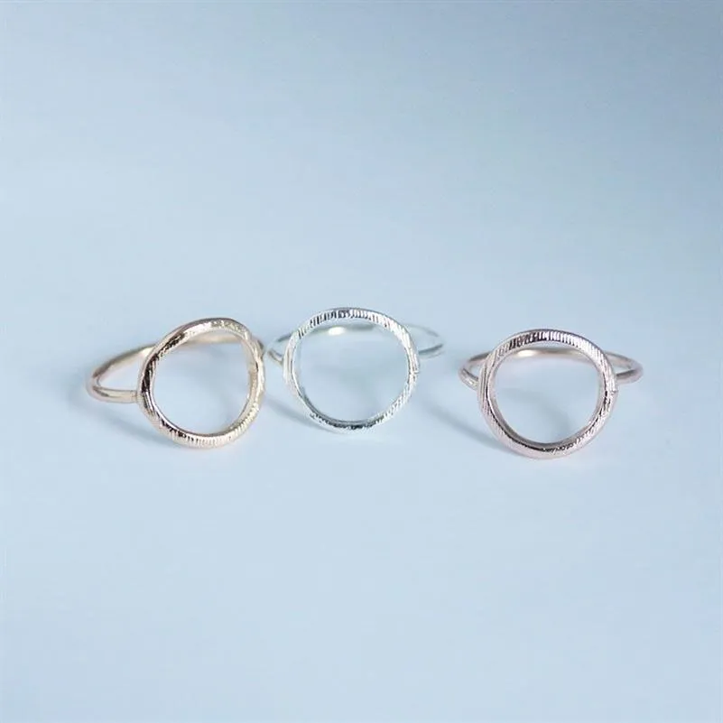 Simple Brushed Silver Color Karma Circle Rings for Women Trendy Round Party Wedding Band Jewelry Durable Rings Bijoux R0272830