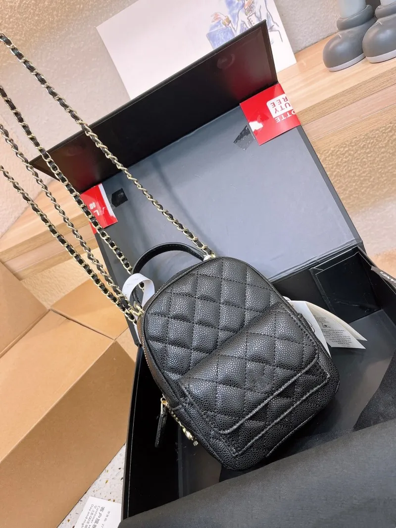 Caviar mini mochila feminina compras de moda bolsas de ombro bolsas de ombro de bolsas de mochila