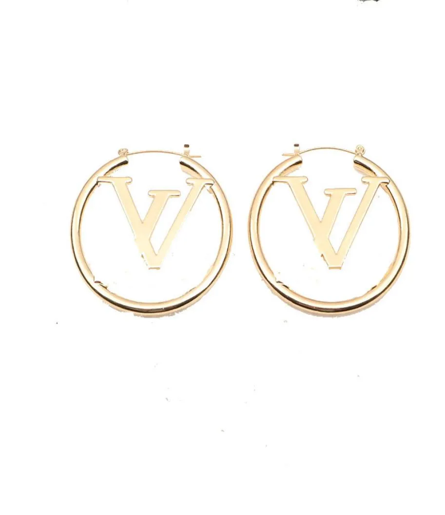 Lady Women Stud Earings를위한 고급 Big Gold Hoop Earrings 올바른 편지 V Brandjewelry Valentine039S Day Gift Engagement for B4329826