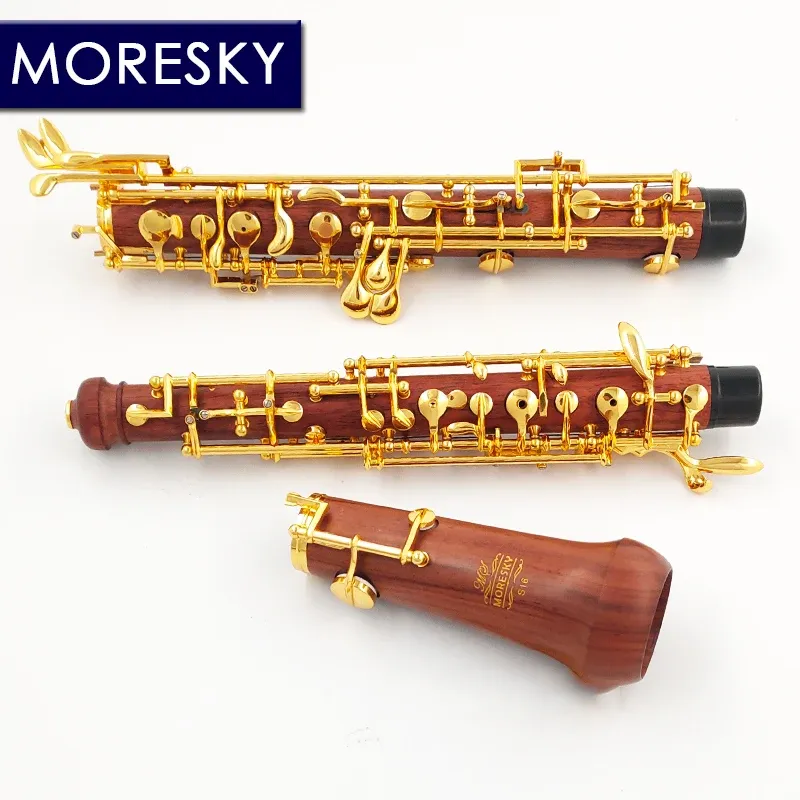 MORESKY Professional C Key Oboe with Redwood Body Semi Fully Automatic Rosewood Style Cupronickel Gold plated S16