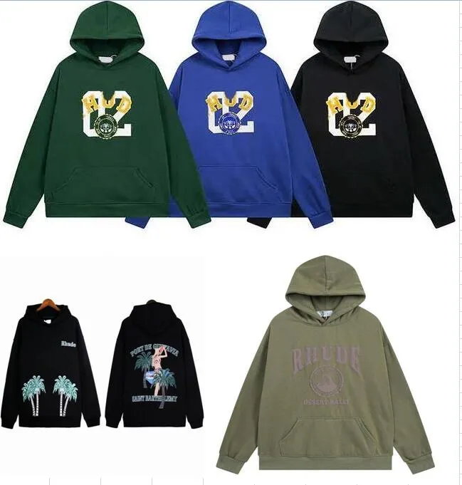 2024 Herr hoodies rhude hoodie brev tryck långärmad mode män kvinnor tröjor lyx tröja hip hop hoodies lyx varumärke tröjor storlek s-xl