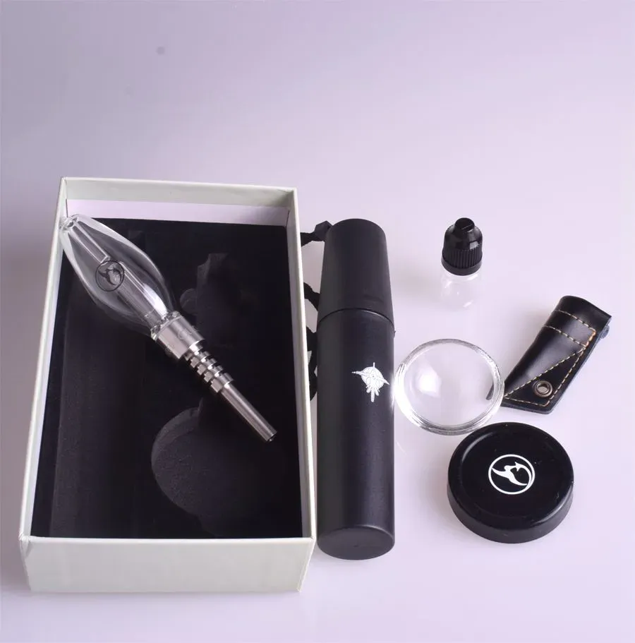Glass Smoking Pipe Mini Nectar Collector Kit with Quartz Tips Replacement Thread Titanium Ceramic Nail Dab Straw Oil Rigs