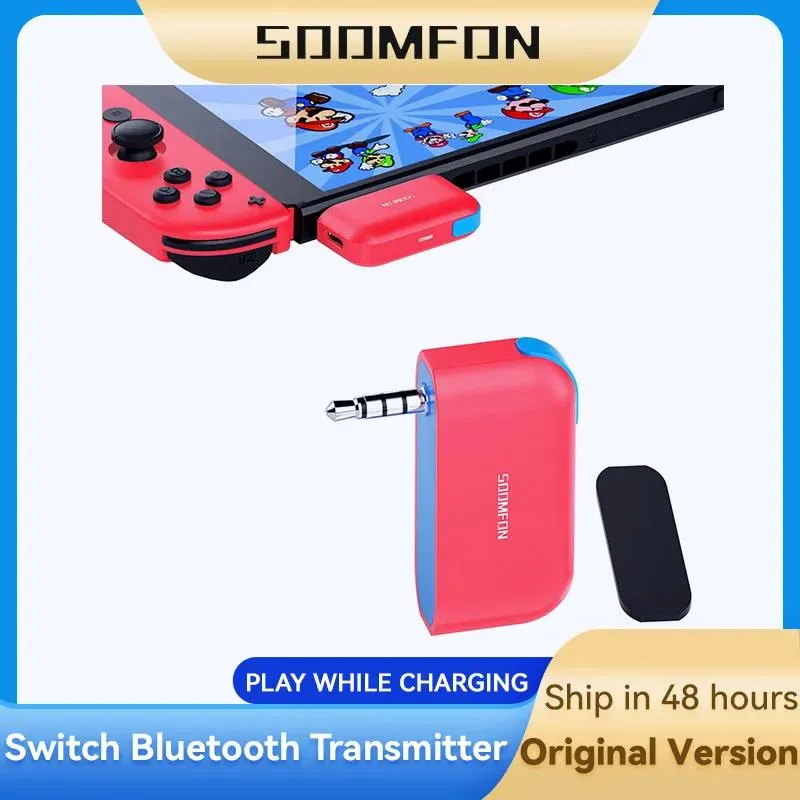 Złącza SOOMFON bezprzewodowy nadajnik audio Bluetooth 3,5 mm Jack Aux Adapter Akcesoria dla Nintendo Switch Lite PC PC Słuchawki Bluetooth