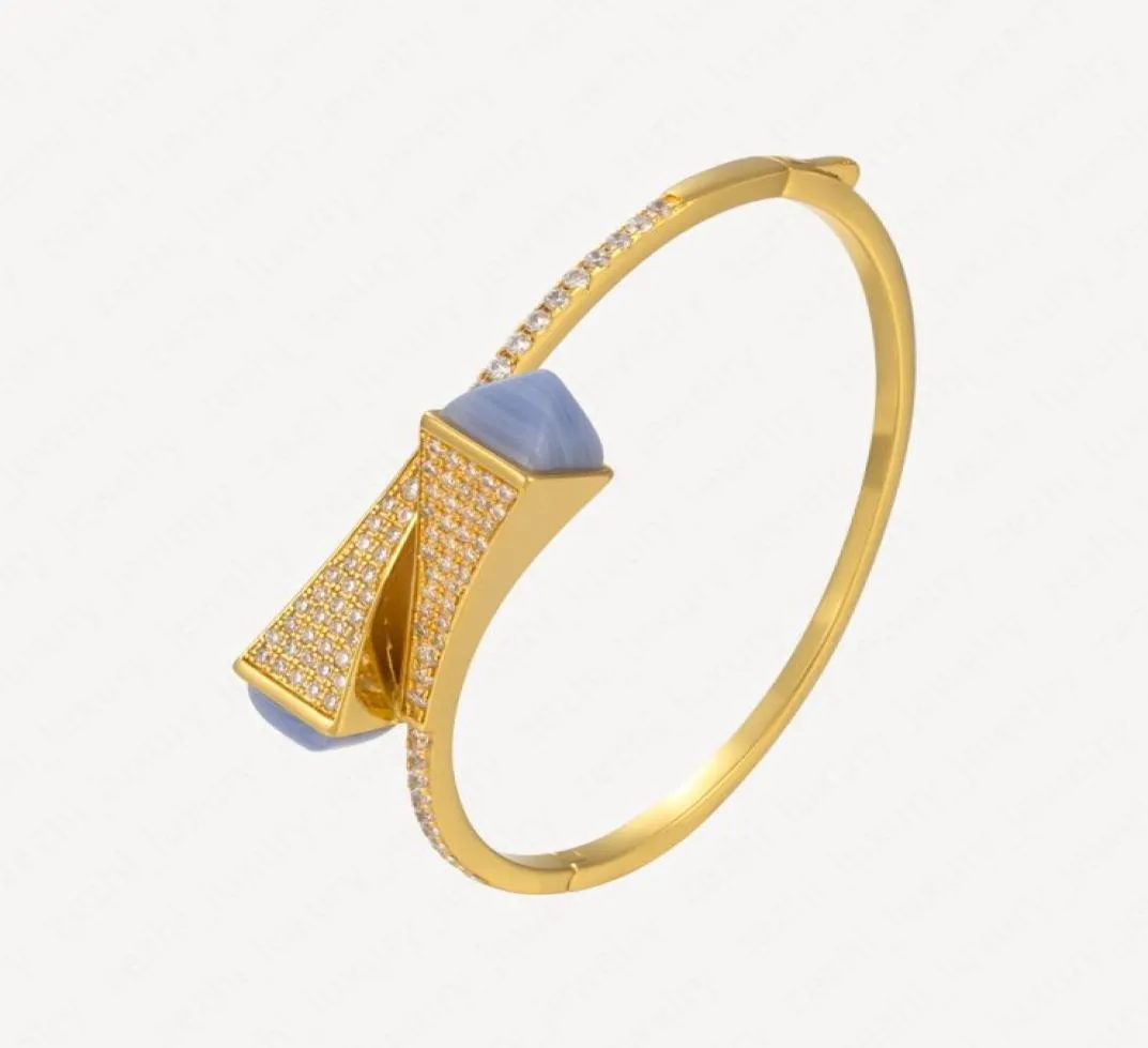 Lucky Charm Bracelets for Women Fashion Blue Agate 18K Gold Bracelet Bransoletę Kobieta Halloween świąteczne Prezenty Akcesoria z Jewel8621702