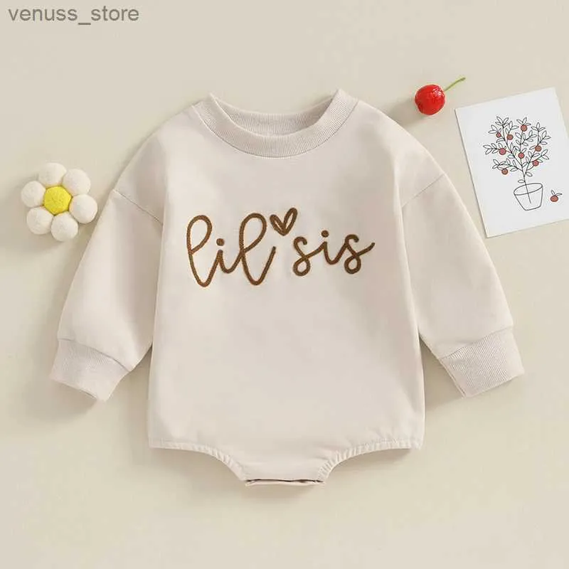 Ensembles de vêtements Lioraitiin0-18M Soeur Correspondant Romper Tenues Lettre Imprimer Manches Longues Col Rond Sweat-Shirt Enfant Vêtements D'automne