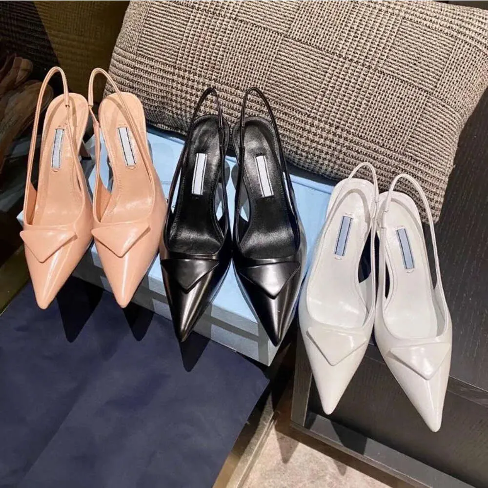 10A Luxury brands Dress Shoes sandal high heels low heel Black Brushed leather slingback pumps black white patent leathers 35-42
