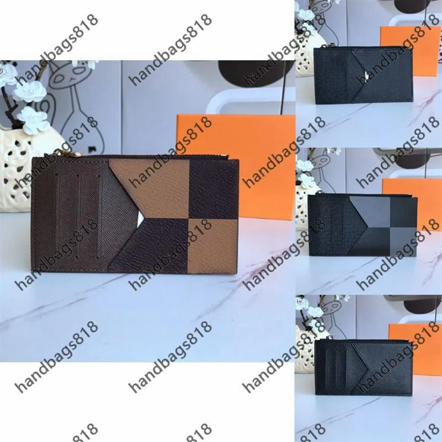 Держатель карт Mens Card Credit Passport Holders Whole Men Women Fashion Original Black Leather Holders Classic Pattern Soli256r