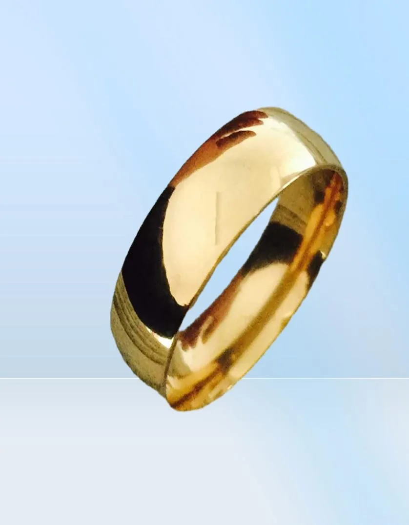 Alto polido clássico masculino menino 18K ouro 6mm 8mm anel de prata 316L anéis de aço inoxidável moda feminina joias de casamento senhora festa gif7536966